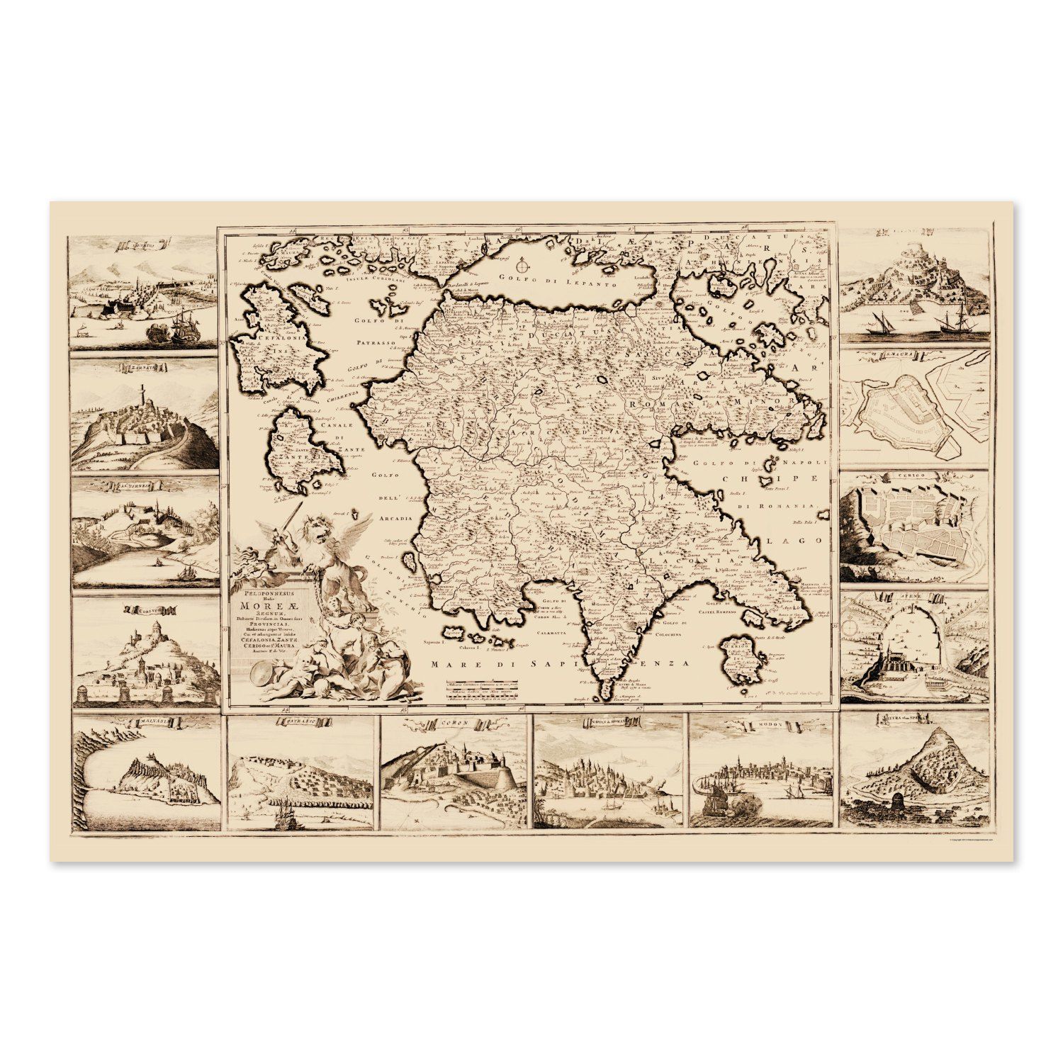 Greece & Greek Islands 1688 Map vintage print